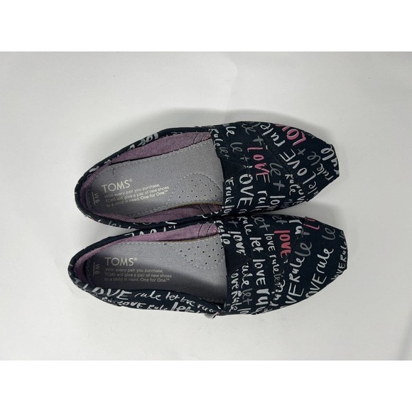 TOMS Women's W6 "Let Love Rule" Shoes Black /pink/silver - Picture 7 of 7
